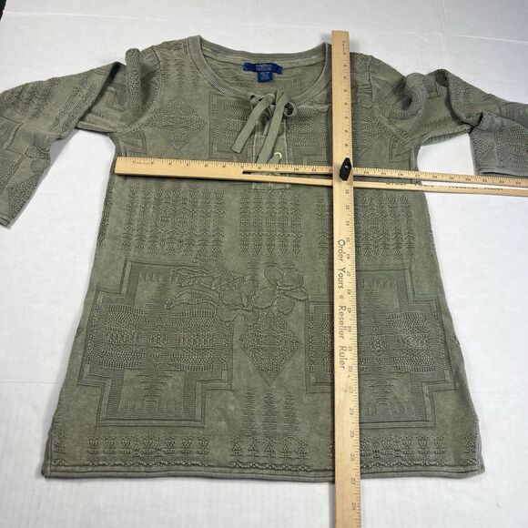 Tommy Bahama Pendleton Lace Up Sweater Green Earthy Tribal Casual Pullover XS - Picture 5 of 10